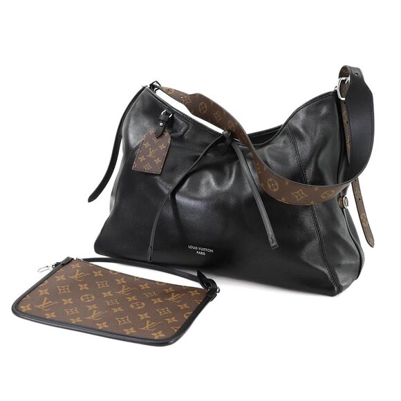 LOUIS VUITTON CarryAll Vibe MM Shoulder Bag Leather Black M25143 90283167 - Picture 1 of 10
